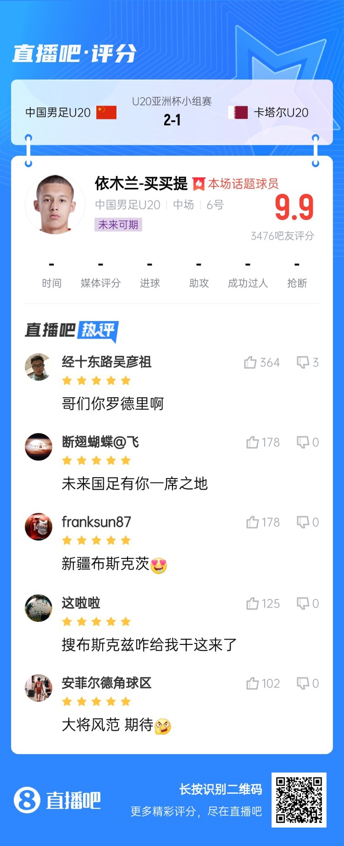  依木蘭+陳澤仕泰山中場連線！19歲依木蘭獲封：新疆布斯克茨！