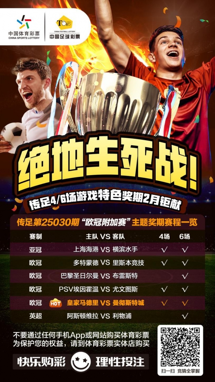  絕地生死戰(zhàn)！傳足特色獎期第25030期聚焦歐冠附加賽
