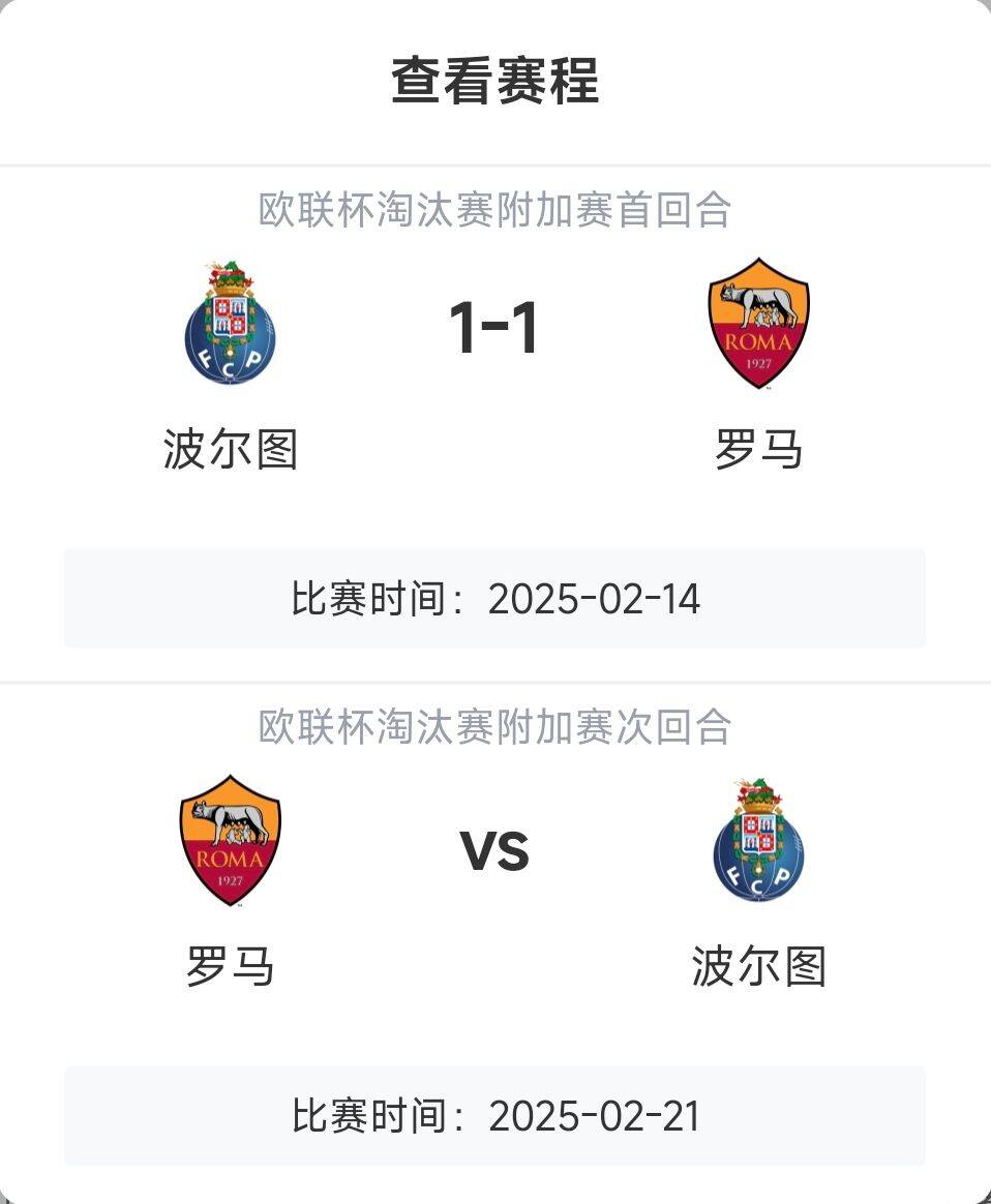  羅馬頂?shù)米?？意甲歐戰(zhàn)8隊(duì)3隊(duì)直通4隊(duì)出局，羅馬首回合1-1波爾圖
