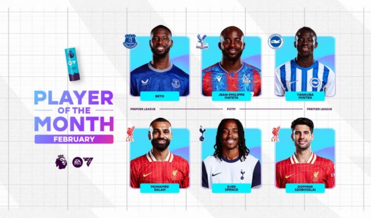  英超2月最佳候選：貝托、馬特塔、明特、薩拉赫、斯賓塞、索博