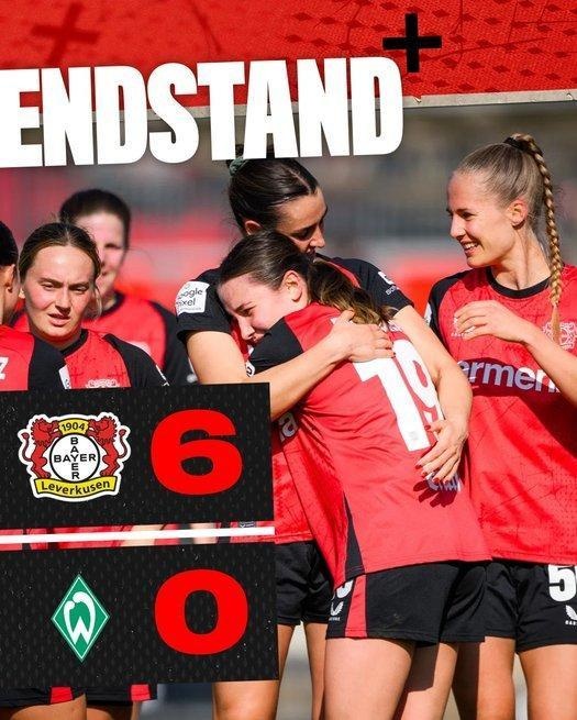  勒沃庫森女足6-0云達(dá)不來梅女足，沈夢(mèng)露首發(fā)出場(chǎng)59分鐘