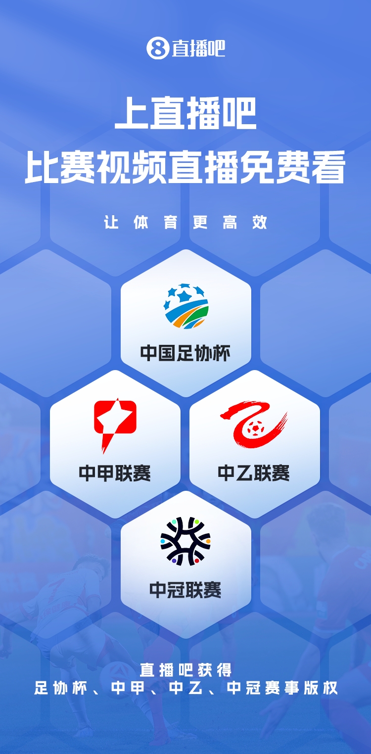  官宣！直播吧獲足協(xié)杯、中甲、中乙、中冠賽事版權(quán)，免費視頻直播