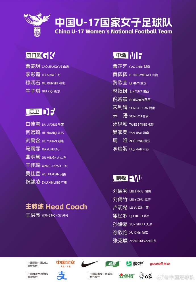  U17女足30人將在蘇州集訓(xùn)備戰(zhàn)世界杯，姜寧、朱挺擔(dān)任訓(xùn)練員